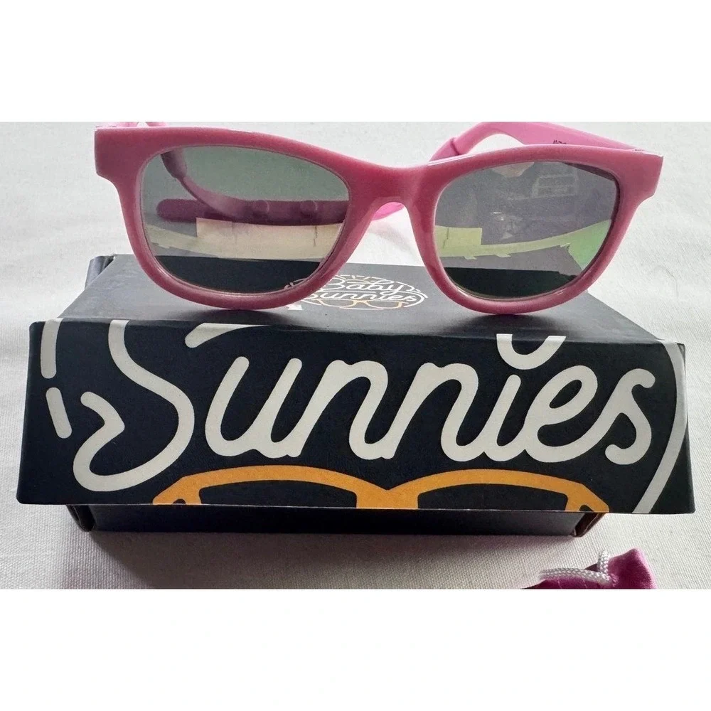 Baby Sunnies Kids Polarized Sunglasses Pink Wayfarer Style with Strap & Case Set